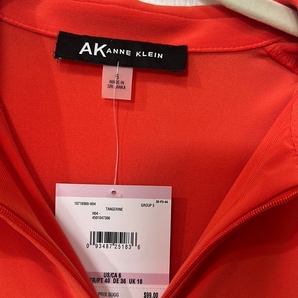 Anne Klein size 6 tangerine , Sleeveless collared dress NWT - Picture 2 of 5